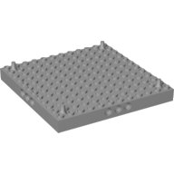 LEGO part Brick, Modified 12 x 12 with 3 Pin Holes on each Side and Peg at each Corner 47976