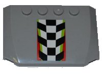 LEGO part Wedge 4 x 6 x 2/3 Triple Curved with Checkered Pattern with Red and Lime Border (Sticker) - Set 4433 52031pb041
