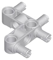 LEGO onderdeel Technic, Pin Connector Perpendicular 3 x 3 Bent with 4 Pins 55615