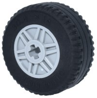 Wheel 18mm D. x 14mm with Axle Hole, Fake Bolts and Shallow Spokes with Black Tire 30.4 x 14 Solid (55982 / 58090) in hellblaugrau, LEGO Teilenummer 55982c03