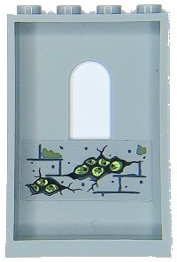 LEGO part Panel 1 x 4 x 5 Wall with Bricks, Dark Bluish Gray Mortar, Yellowish Green Eyes and Olive Green Moss Pattern on Inside (Sticker) - Set 70435 60808pb020