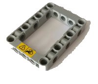LEGO onderdeel Technic, Liftarm, Modified Frame Thick 5 x 7 Open Center with Warning Sign Pattern (Sticker) - Set 42082 64179pb001