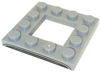 LEGO part Plate, Modified 4 x 4 with 2 x 2 Open Center with Black and Silver Aston Martin DB5 Grille Pattern 64799pb001