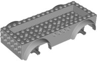 LEGO part Vehicle, Base 8 x 16 x 2 1/2 with Mudguards, 4 x 14 Recessed Center with 5 Holes, and Dark Bluish Gray Wheels Holders 68446c01