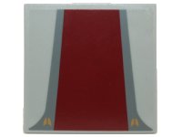LEGO part Tile 6 x 6 with Dark Red Rectangle with Dark Bluish Gray Edges Pattern (Sticker) - Set 8039 6881pb05