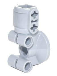 LEGO part Technic, Steering Wheel Hub Holder / Shock Absorber Head with 2 Pin Joiners and Shaft with 2 Axle Holes 69636