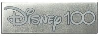 LEGO part Tile 2 x 6 with White 'Disney 100' on Silver Background Pattern 69729pb076
