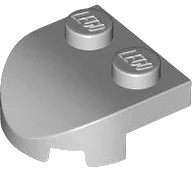 Brick, Round 2 x 2 x 2/3 Half Circle Extended with 2 Studs and Curved Top en gris bleuté clair, numéro de pièce LEGO 7037
