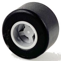 LEGO part Wheel 8mm D. x 9mm, Hole Notched for Wheels Holder Pin, Reinforced Back with Black Tire 14mm D. x 9mm Smooth Small Wide Slick (74967 / 30028) 74967c01