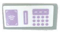 LEGO part Slope 30 1 x 2 x 2/3 with Lavender Keypad, Card Reader and Contactless Payment Screen Pattern (Sticker) - Set 41450 85984pb400
