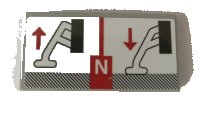 LEGO part Tile 2 x 4 with Capital Letter N, Red Up and Down Arrows, and Technic Crane Outriggers Movement on White Background Pattern (Sticker) - Set 42082 87079pb0607
