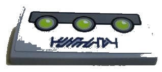 LEGO part Slope, Curved 2 x 4 x 2/3 with Bottom Tubes with 3 Green Lights and Alien Characters Pattern (Sticker) - Set 7065 (88930pb008)