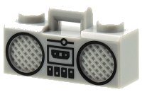 LEGO part Minifigure, Utensil Radio Boom Box with Bar Handle with Black Cassette Player, Switches and Rimmed Speakers Pattern 93221pb03
