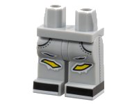 LEGO part Hips and Legs with Pockets, Rips with Yellow Legs and Black Shoes with White Soles Pattern 970c00pb1714