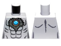 LEGO part Torso Bare Chest with Muscles Outline, Dark Bluish Gray Fur and Dark Azure Round Jewel (Chi) Pattern 973pb1353