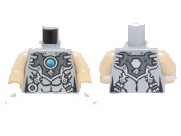 LEGO onderdeel Torso Chima Silver Armor with Straps and Blue Round Jewel (Chi) Pattern / Tan Arms / White Hands 973pb1633c03