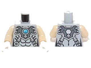 LEGO onderdeel Torso Chima Silver Armor with Straps and Blue Round Jewel (Chi) Pattern / Tan Arms / White Hands (973pb1633c03)