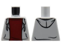 LEGO part Torso Hooded Sweatshirt Open with Drawstrings over Dark Red Top Pattern 973pb2066