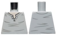 LEGO part Torso Henley Shirt with Open Collar and Dark Bluish Gray Creases, Light Nougat Neck Pattern 973pb3627