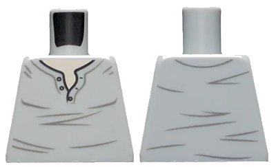LEGO onderdeel Torso Henley Shirt with Open Collar and Dark Bluish Gray Creases, Light Nougat Neck Pattern (973pb3627)