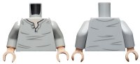 LEGO part Torso Henley Shirt with Open Collar and Dark Bluish Gray Creases, Light Nougat Neck Pattern / Light Bluish Gray Arms / Light Nougat Hands 973pb3627c01