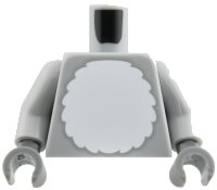 LEGO part Torso White Round Fur Belly Pattern / Light Bluish Gray Arms / Dark Bluish Gray Hands 973pb6444c01