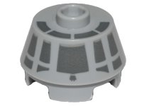 LEGO part Cone 2 x 2 Truncated with Dark Bluish Gray Millennium Falcon Cockpit on Top and Side Pattern 98100pb08