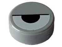 Tile, Round 1 x 1 with White Eye Partially Closed with Black Half Circle Pupil and Line Pattern in grigio bluastro chiaro, numero pezzo LEGO 98138pb388