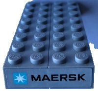 LEGO onderdeel Stickered Assembly 8 x 4 x 1 with Maersk Logo Pattern on Both Ends (Stickers) - Set 10241 - 2 Brick 2 x 8 BA346pb01