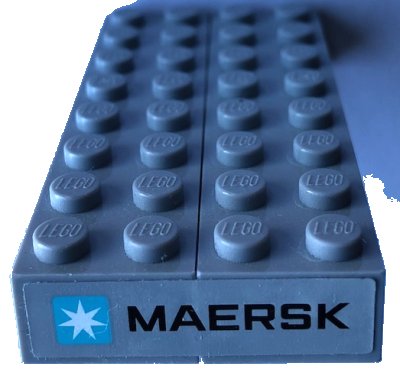 LEGO part Stickered Assembly 8 x 4 x 1 with Maersk Logo Pattern on Both Ends (Stickers) - Set 10241 - 2 Brick 2 x 8 (BA346pb01)