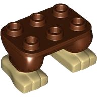 LEGO part Legs with Plate Round 2 x 3 with Molded Tan Feet Pattern (103483pb01)