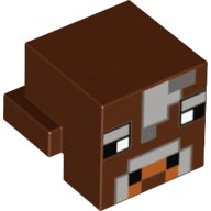 LEGO part Creature Head Pixelated with Light Bluish Gray and Dark Bluish Gray Face Pattern (Minecraft Cow) 19727pb003