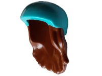 LEGO onderdeel Mini-pop, Haarcombo, Haar met Muts, Lang met Gemodeleerd Medium Azuur Fietshelm Patroon 2137pb02