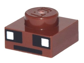LEGO part Plate 1 x 1 with White and Black Squares and Black Line Pattern (Minecraft Bat Eyes and Mouth) (3024pb009)
