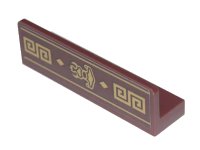 LEGO part Panel 1 x 4 x 1 with Gold Geometric Scrollwork and Ronin's Pawn Shop Logo Pattern (Sticker) - Set 71741 30413pb077