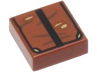LEGO part Tile 1 x 1 with Book with Black Strap and Dark Brown and Dark Tan Scratches and Marks Pattern (Indiana Jones Grail Diary) 3070pb343