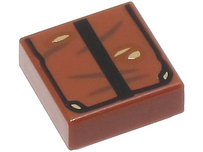 LEGO part Tile 1 x 1 with Book with Black Strap and Dark Brown and Dark Tan Scratches and Marks Pattern (Indiana Jones Grail Diary) (3070pb343)