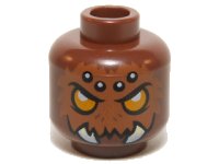 LEGO onderdeel Minifigure, Head Alien Chima Spider with Bright Light Orange Eyes, Dark Orange Fur, Black and White Spots on Forehead, and White Fangs Pattern 3626pb1081