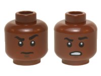 LEGO onderdeel Minifigure, Head Dual Sided Black Eyebrows, White Pupils, Raised Eyebrow / Open Mouth Scowling Teeth Pattern (Finn) 3626pb1420