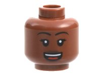 LEGO onderdeel Minifigure, Head Female Black Eyebrows, Dark Brown Lips, Open Mouth Smile with Teeth and Tongue Pattern - Hollow Stud 3626pb3175