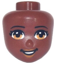 LEGO onderdeel Mini Doll, Head Friends with Black Eyebrows, Medium Nougat Eyes and Lips, Open Mouth Smile with Teeth Pattern 80080