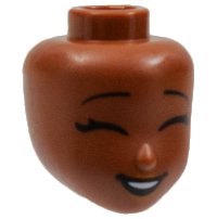 LEGO onderdeel Mini Doll, Head Friends with Black Eyebrows, Closed Eyes, Bright Light Orange Lips and Open Mouth Pattern 81858