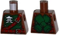 LEGO onderdeel Torso Ninjago Green Armor with Belts, Ninja Skull with Crossed Swords and Scabbards Pattern 973pb2303