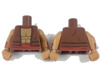 LEGO onderdeel Torso Vest with Red Collar and Belt, Muscle Contours Pattern / Medium Nougat Arms with Red Cuffs Pattern / Medium Nougat Hands 973pb2948c01