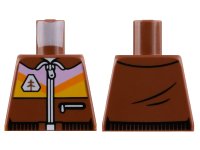 LEGO part Torso Jacket, White Zipper, Bright Pink and Bright Light Orange Panel with Orange Diagonal Stripe Pattern 973pb5016