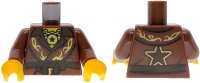 LEGO onderdeel Torso Robe with Gold Swirls, Dark Brown Lapels and Sash, Pendant Necklace with Black Star, Yellow Neck Pattern (BAM) / Reddish Brown Arms / Yellow Hands 973pb6540c01