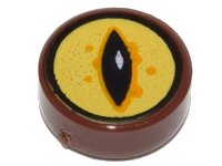 LEGO part Tile, Round 1 x 1 with Black Eye on Yellow Background Pattern 98138pb056