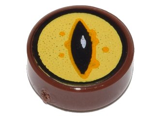 LEGO onderdeel Tile, Round 1 x 1 with Black Eye on Yellow Background Pattern (98138pb056)