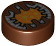 LEGO part Tile, Round 1 x 1 with Orange and Silver SW TT-8L/Y7 Gatekeeper Droid Electronic Eye with Gold Dots Pattern 98138pb289