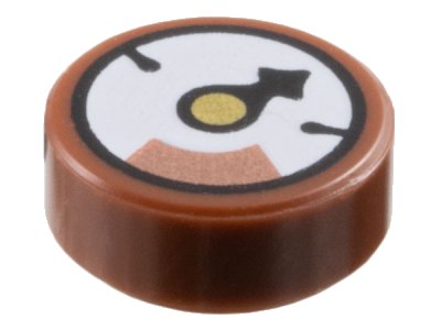 LEGO onderdeel Tile, Round 1 x 1 with White Gauge with Black Pointer, Gold Circle and Copper Section Pattern (98138pb444)